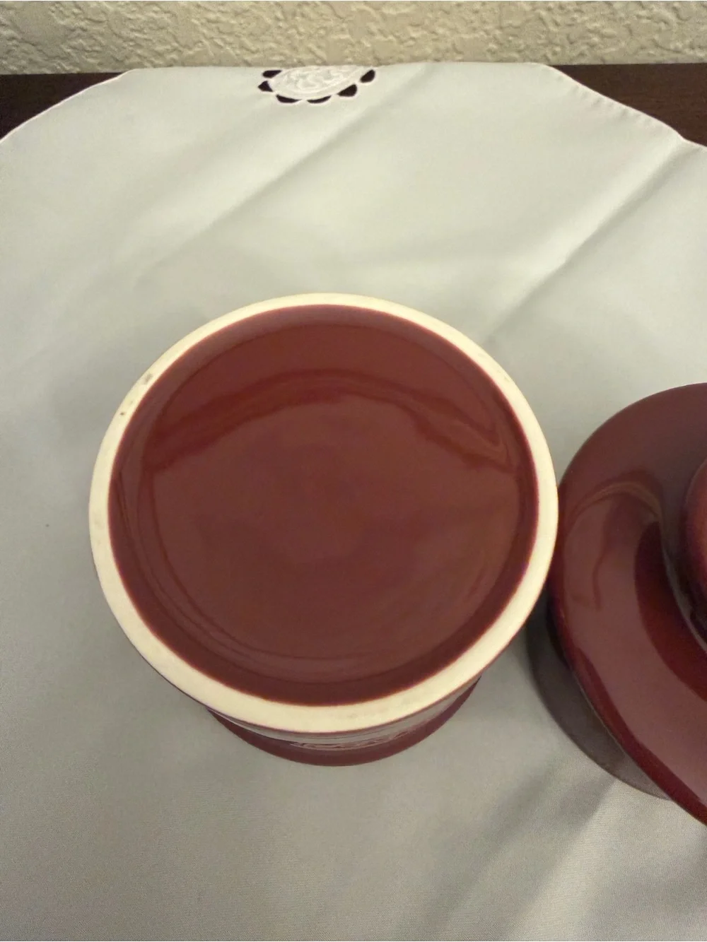 L. Tremain Beurre French Ceramic Butter Bell Crock Burgundy Red NWOT Unused